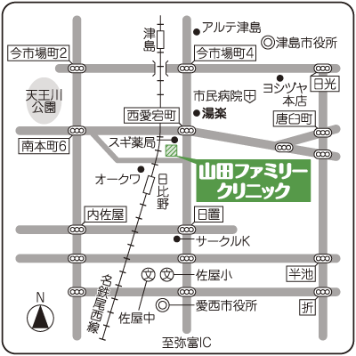 名鉄尾西線・日比野駅の東側で、スギ薬局の東隣(オークワの東・サークルKの北)に位置します。